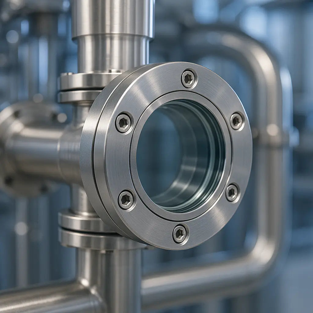 Industrial sight window made of DIN 7080 tempered borosilicate glass